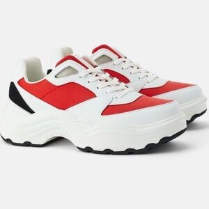 Zara Red and White Chunky Sneakers